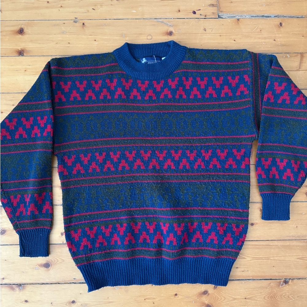 Vintage 80s/90s Grandpa Knitted Style Sweater - Medium